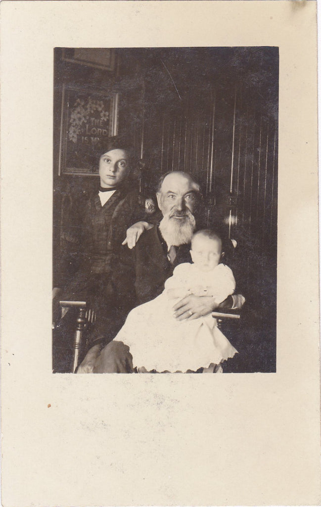 Grandpa's Girls- 1910s Antique Photograph- Edwardian Family- Photographer H A Syverud- Highmore, SD- RPPC- Real Photo Postcard- Vernacular- Found Photo