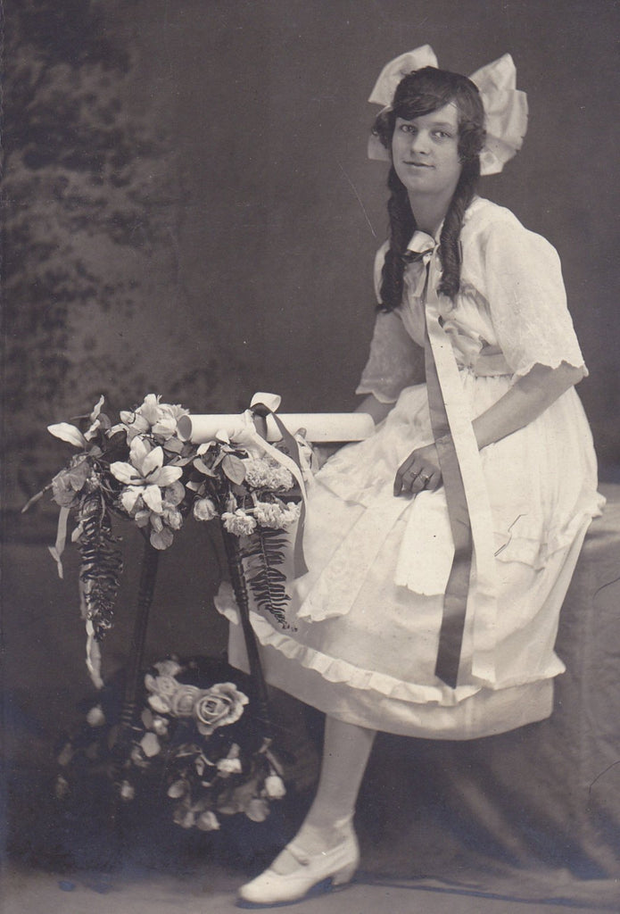 Beauty and Brains- 1900s Antique Photograph- Edwardian High School Graduation Portrait- High School Diploma- Female Graduate- Found Photo