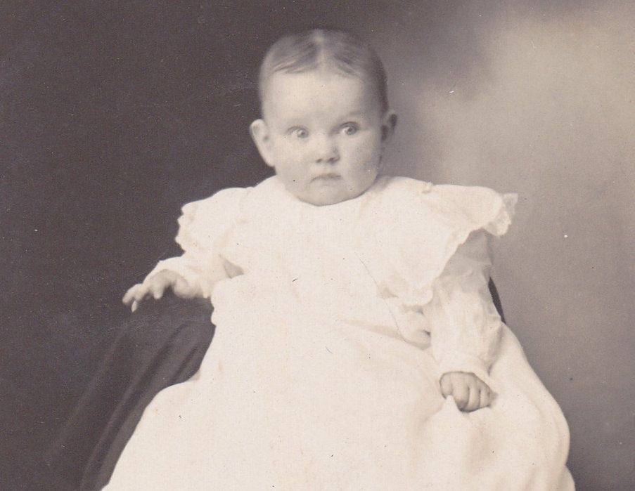 Christening Gown for Baby- 1910s Antique Photograph- Edwardian Infant- Found Photo- RPPC- Real Photo Postcard- Vernacular- Paper Ephemera