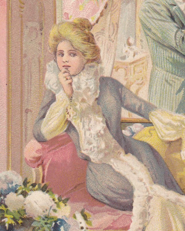 The Proposal- 1900s Antique Postcard- Edwardian Romance- Engagement- Thinking About It- Unused