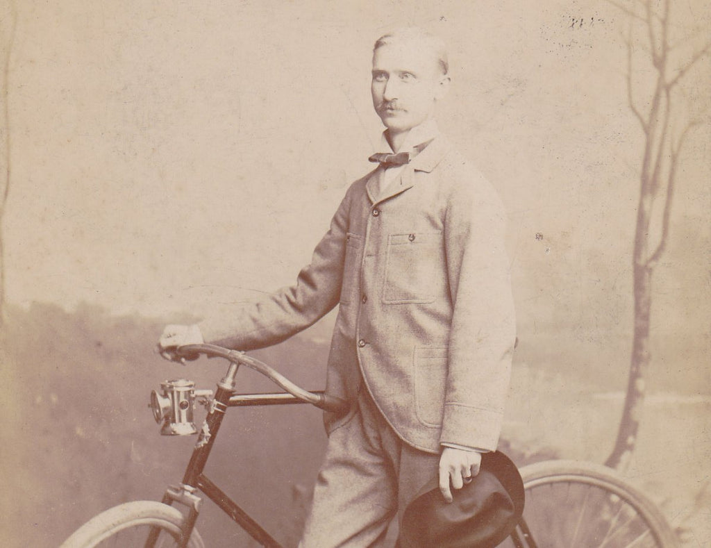 Victorian Cyclist- 1800s Antique Photograph- 19th Century Bicycle- Chicago, IL- Cabinet Photo- Vernacular- Studio Portrait- Ephemera