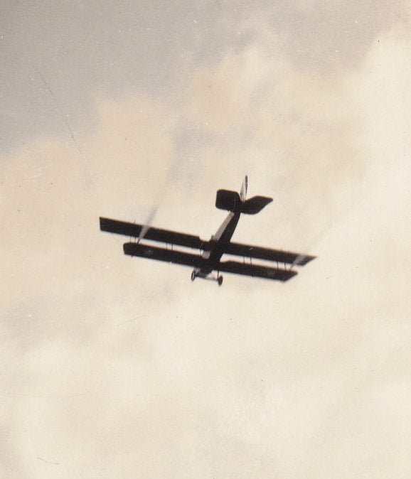 Biplane- 1920s Antique Photographs- SET of 2- Plane in the Sky- Found Photos- Vernacular- Snapshots- Paper Ephemera