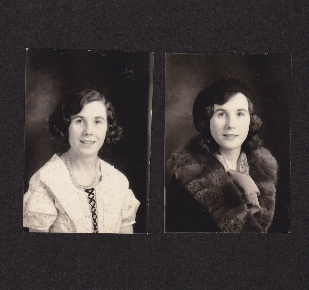 Photo Booth Fabulous- 1930s Vintage Photographs- SET of 2- Winter and Spring- Beautiful Woman- Photo-Booth Portraits