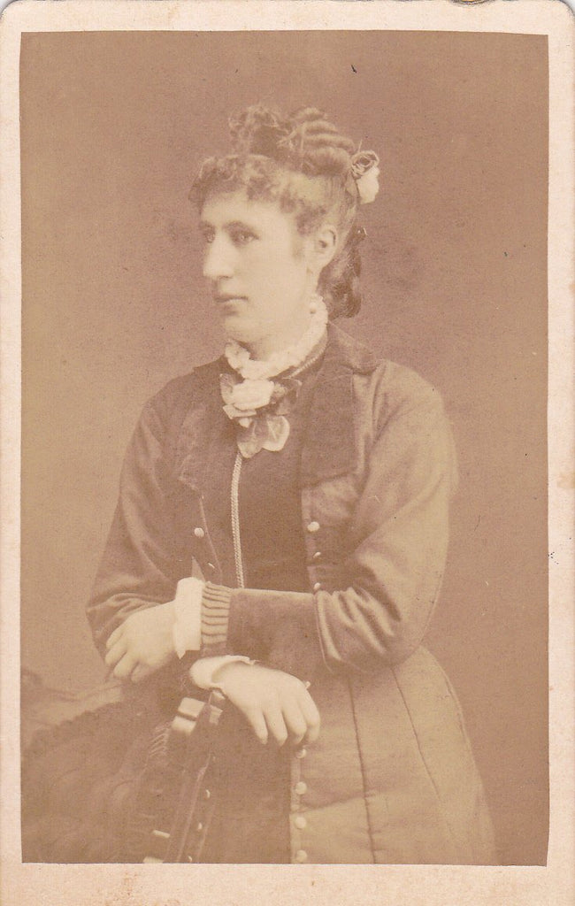 Complicated Hairdo- 1800s Antique Photograph- Victorian Woman- Milwaukee, Wisconsin- CDV Portrait- Found Photo- Louis Hagendorff