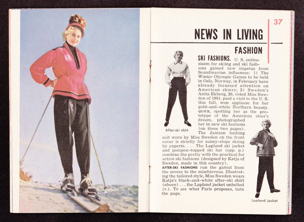 New Ski Fashions- Miss Sweden, Anita Eckberg- Boxer Joe Louis- Pocket News Weekly- Quick Magazine- Original Vintage Issue- Jan. 14, 1952
