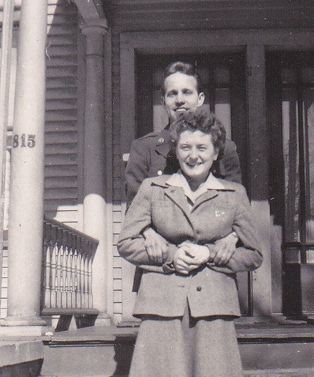 Hold Me For Keeps- 1940s Vintage Photograph- WW2 Soldier Hugging Girlfriend- Posing Couple- Wartime Snapshot- Found Photo- Paper Ephemera