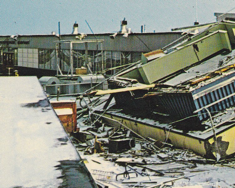 Great Alaskan Earthquake of Good Friday 1964- 1960s Vintage Chrome Postcard- Anchorage, Alaska- Control Tower Ruins- Plastichrome- Alaska Joe Original