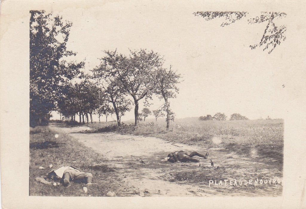 Attack of the Plateau De Nouvron- 1910s Antique Photograph- WWI France- Battlefield Dead Soldiers- Real Photo Postcard- RPPC- Eyewitness History