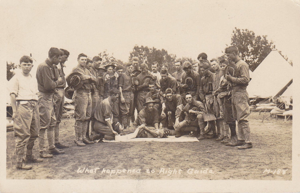 What Happened to Right Guard- 1910s Antique Photograph- Field Amputation- WWI Soldiers- Prosthetic Leg- Real Photo Postcard- RPPC