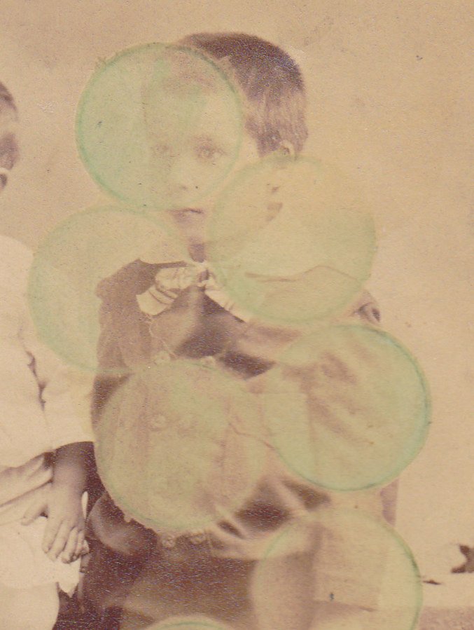 A Peculiar Affliction- 1800s Antique Photograph- Ghostly Victorian Children- Green Orbs- Haunted Creepy Doll- Accidental Art- Paper Ephemera