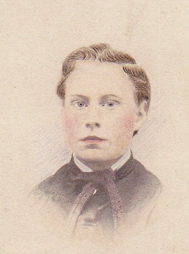 Young Master- 1800s Antique Photograph- Handsome Youth with Rosy Cheeks- Victorian Portrait- Hand Tinted- CDV Photo