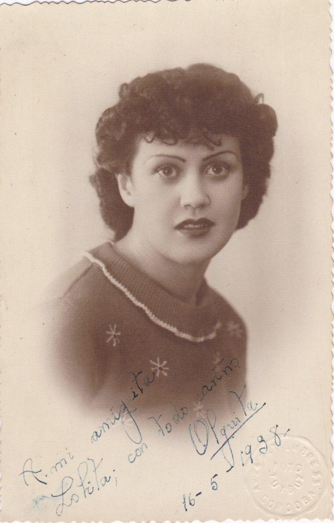 To My Girlfriend Lolita- 1930s Vintage Photograph- Spanish Beauty- Cordoba, Spain- Real Photo Postcard- RPPC Portrait