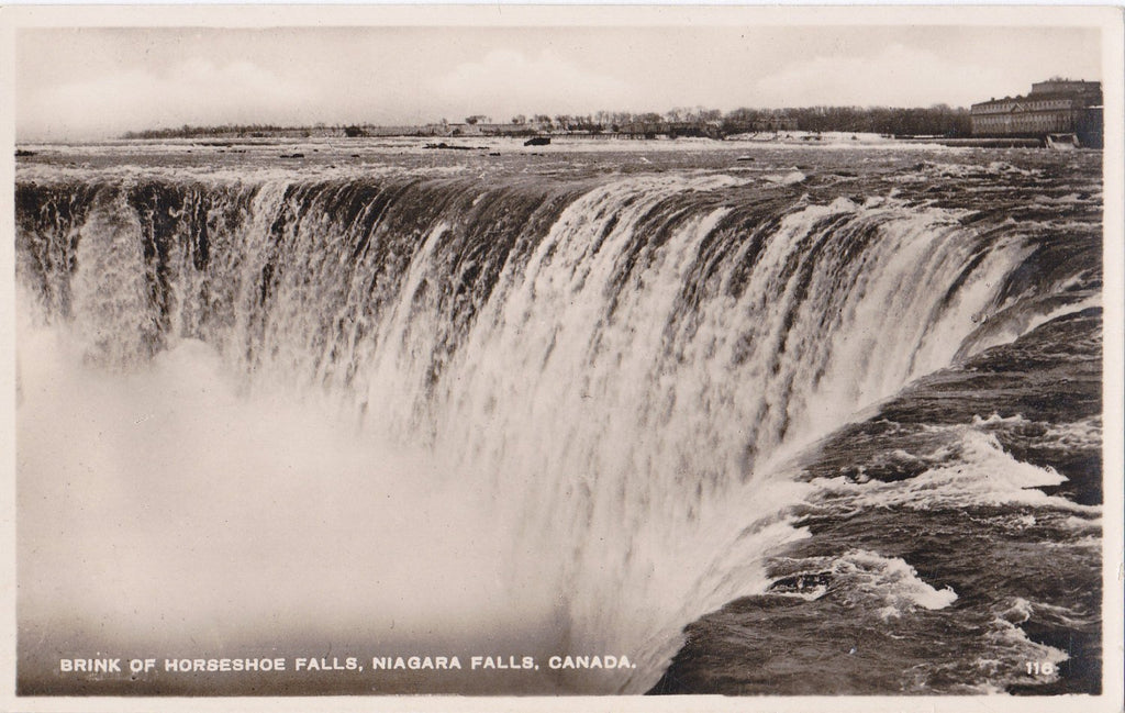 Brink of Horseshoe Falls- 1920s Antique Photograph- Niagara Falls, Canada- Souvenir View- Real Photo Postcard- RPPC