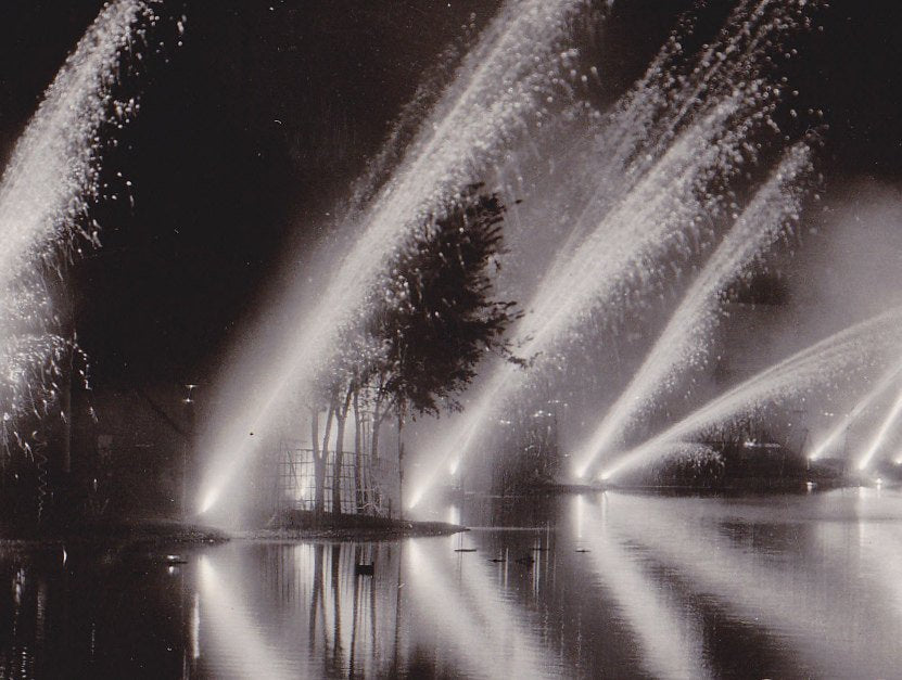 Fireworks Over Lagoon- 1930s Vintage Photograph- Texas Centennial Exposition 1936- Real Photo Postcard- Sirigo RPPC- Paper Ephemera