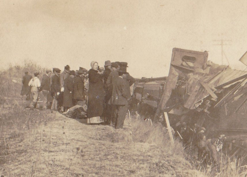 Train Wreck- 1910s Antique Photograph- Real Photo Postcard- Accident- Locomotive Collision- Disaster Eyewitness- AZO RPPC