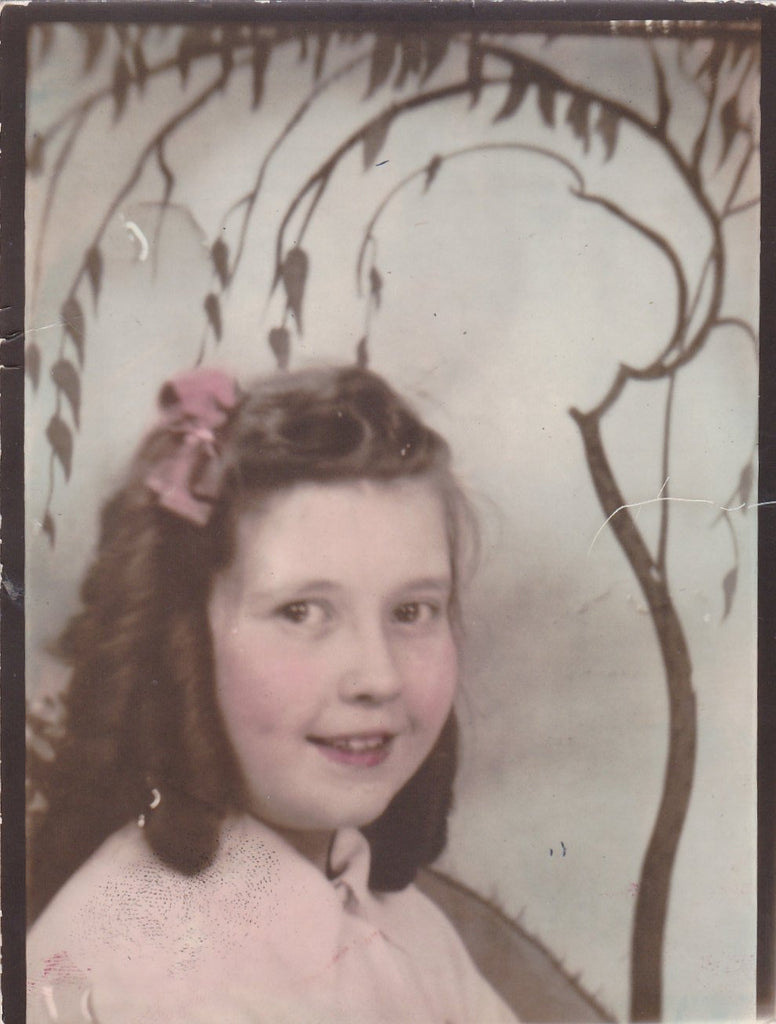 Rose-Tint My World- 1930s Vintage Photograph- Hand Tinted- Cute Little Girl- Ringlets in Hair- 30s Photo- Studio Portrait