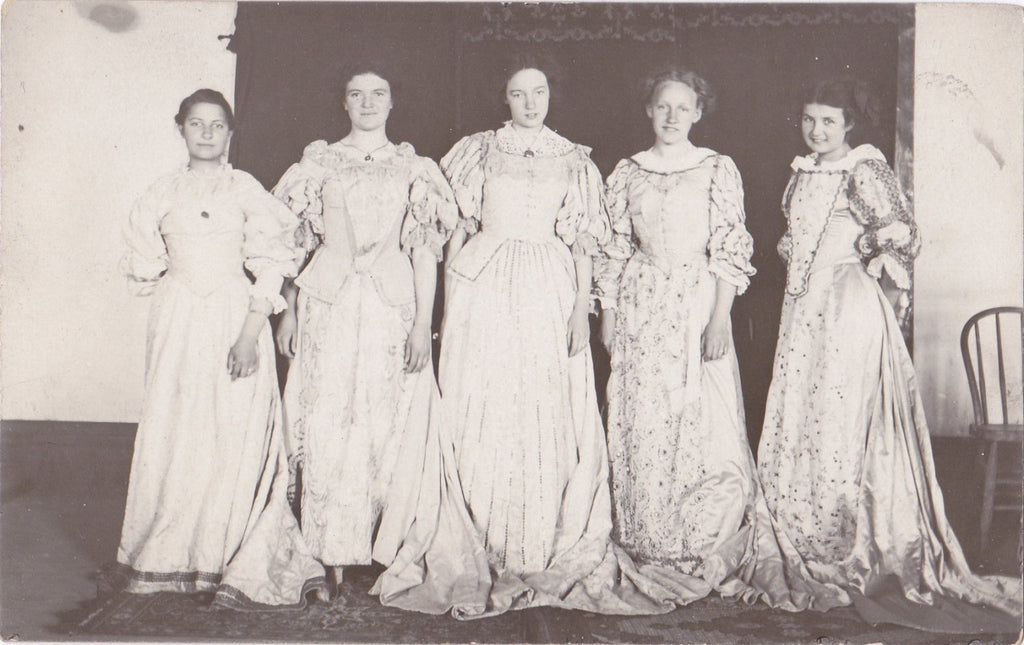 Princess Costumes- 1900s Antique Photograph- Edwardian Women- Playing Dress-Up- Real Photo Postcard- Cyko RPPC-