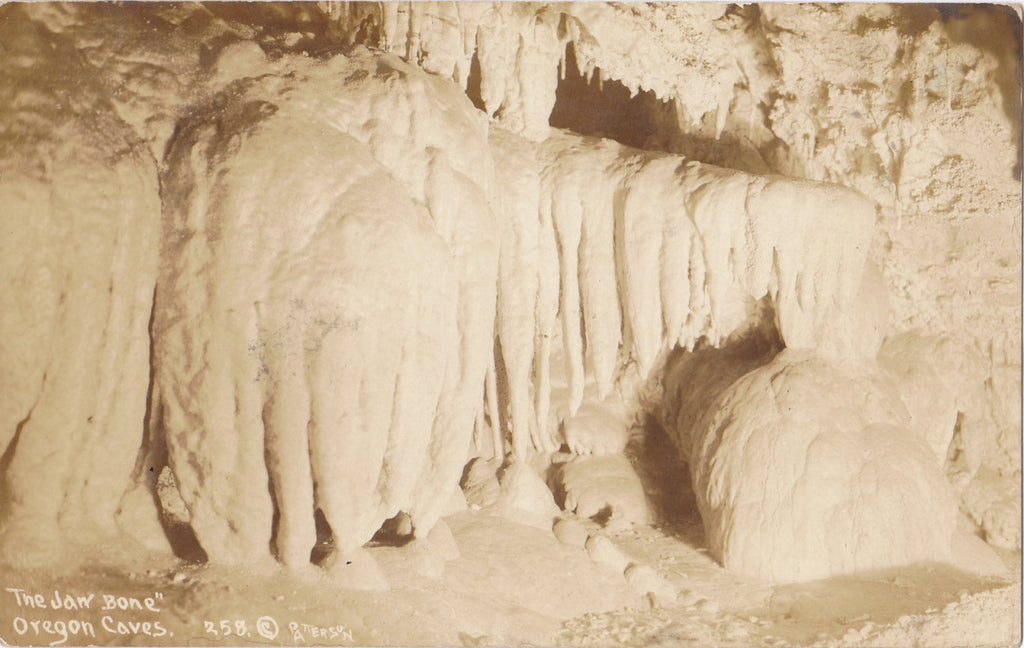 The Jaw Bone- 1930s Antique Photograph- Oregon Caves- Rock Formation- Souvenir- Real Photo Postcard- DOPS RPPC- Photographer Patterson