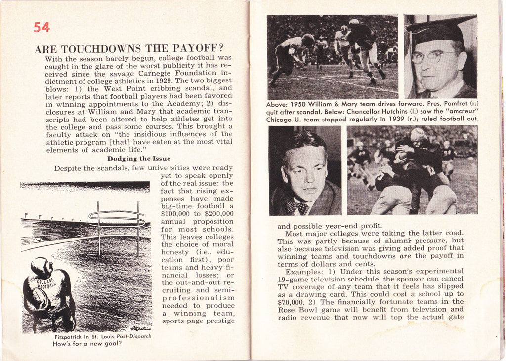 Football's Dilemma- 1950s Vintage Magazine- Quick News Weekly- October 1, 1951- What is Beauty- Actress Corinne Calvet- Paper Ephemera