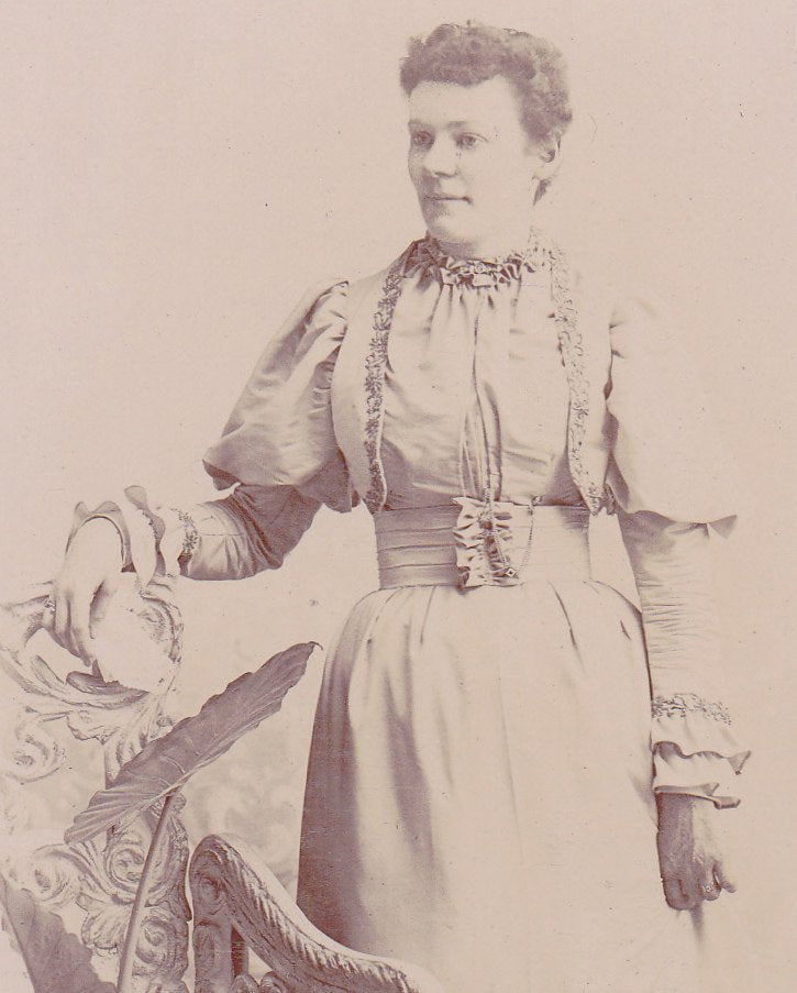 Pretty Fancy- 1800s Antique Photograph- Victorian Woman- Potted Plant- Studio Portrait- Downing- Xenia, Ohio- Cabinet Photo- Paper Ephemera