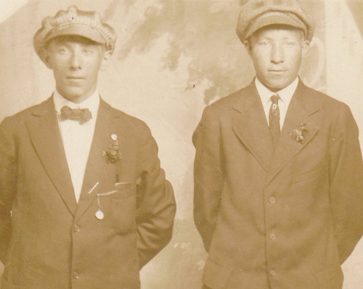 Dandy Duo- 1910s Antique Photograph- Edwardian Dandy- Handsome Men- Found Photo Brothers- Real Photo Postcard AZO RPPC- Paper Ephemera