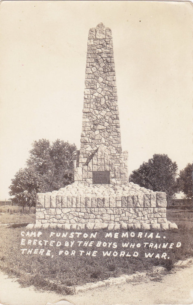Fort Riley Kansas History Camp Funston Memorial- 1920s Antique Photograph- Fort Riley, Kansas- W ...