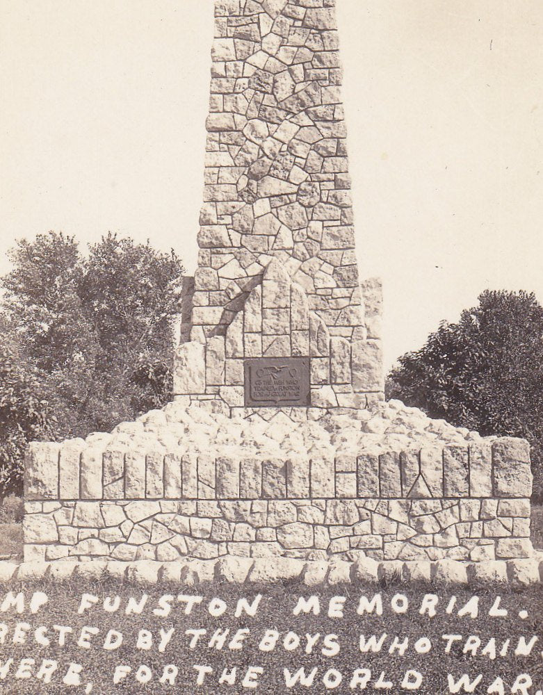 Camp Funston Memorial- 1920s Antique Photograph- Fort Riley, Kansas- WWI Monument- World War- Real Photo Postcard- NOKO RPPC- Paper Ephemera