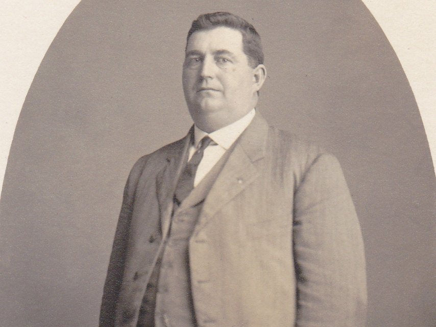 Pants To Mirtha- 1910s Antique Photograph- Edwardian Man- Oval Portrait- Found Photo- Real Photo Postcard- CYKO RPPC