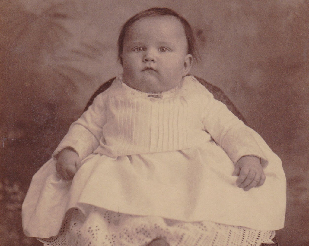 Chubby Cheeks- 1800s Antique Photograph- Victorian Baby- Bertrand, Nebraska- Cutest Baby Face- T A Carlson- Cabinet Photo- Paper Ephemera