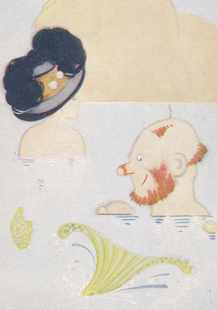 Something Fishy- 1900s Antique Postcard- Mermaid- Swimming in Ocean- Edwardian Humor- Art Comic- All Sorts Series- Sparneli Print- Unused