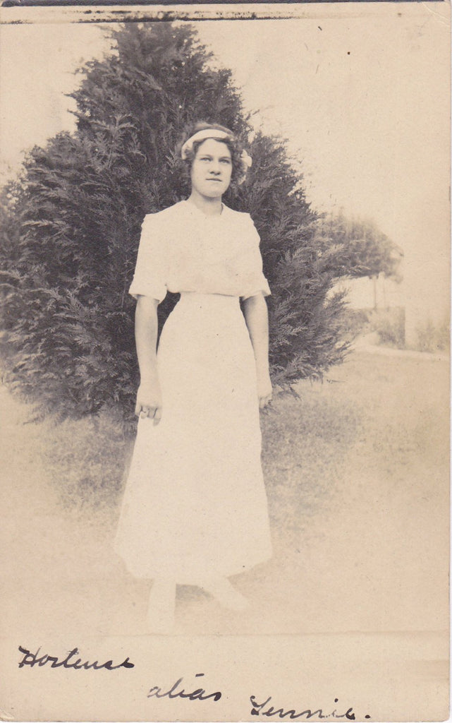 Yours Truly, Hortense- 1900s Antique Photograph- Edwardian Woman- Identified Photo- Found Photo- Real Photo Postcard- AZO RPPC